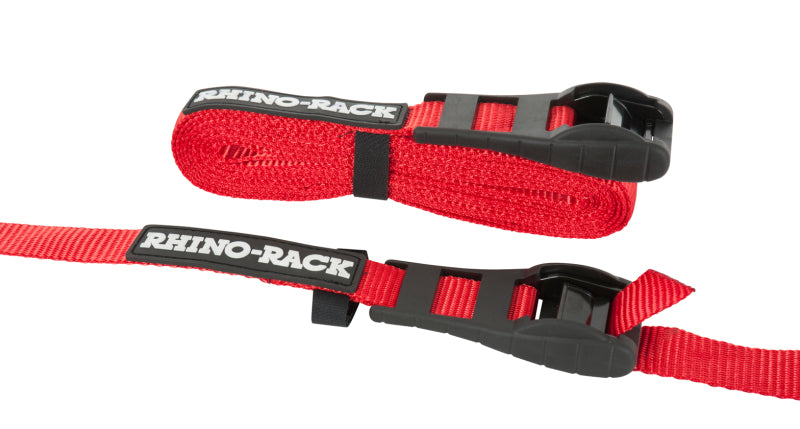 Rhino-Rack RTD45P Rapid Tie Down Straps w/Buckle Protector - 4.5m/15ft - Pair - Red