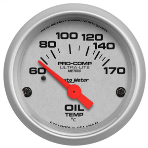 AutoMeter 4348-M Autometer Ultra-Lite 52mm 60-170 Deg C Electronic Oil Temperature Gauge