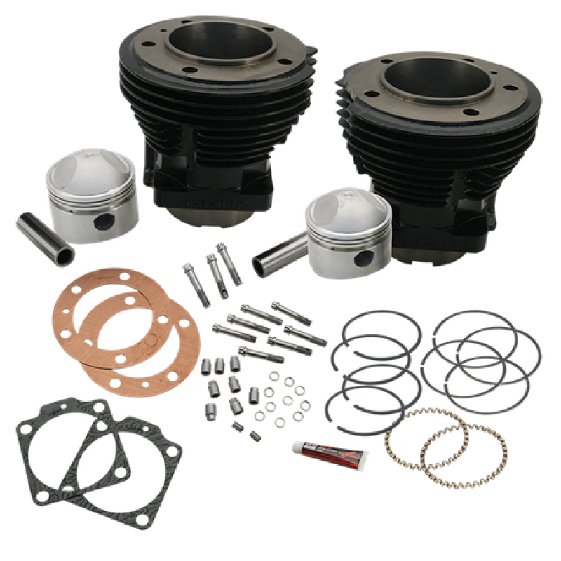 S&S 91-9017 Cycle 66-84 3-7/16in x Up To 4-3/4in Stroke Cylinder Kit - Gloss Bla