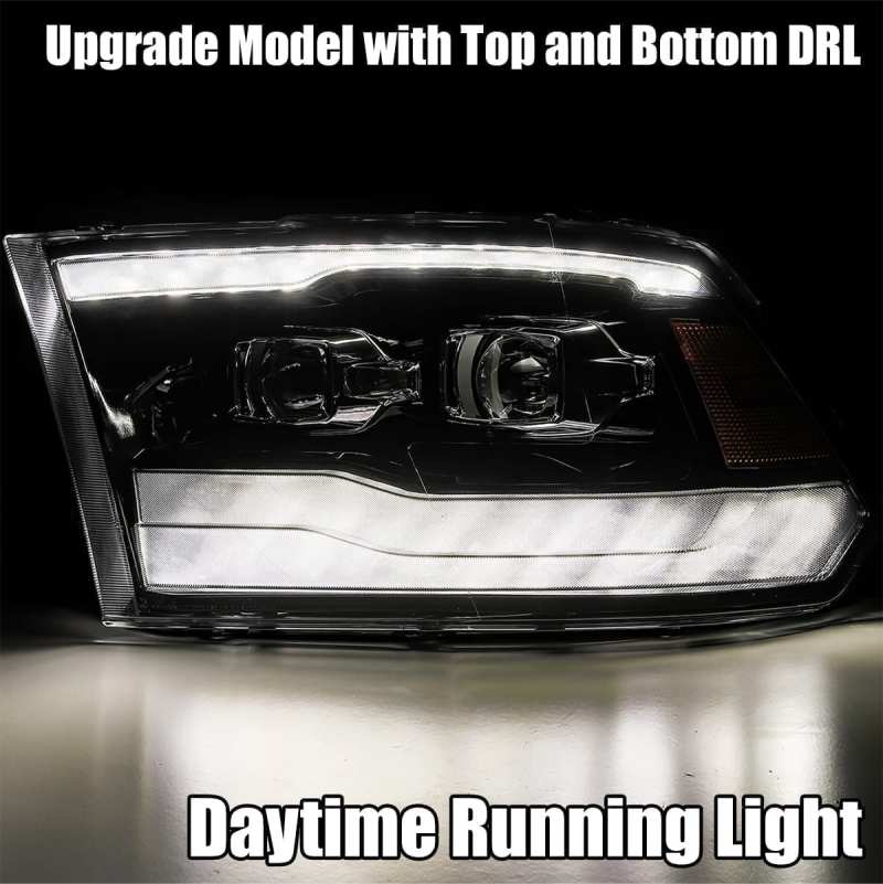 AlphaRex 880539 fits Dodge 09-18 Ram 1500HD LUXX LED Proj Headlights Plnk Style Blk w/Activ Light/Seq Signal/DRL