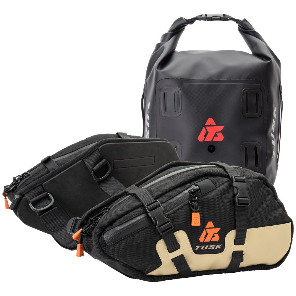 Tusk 2005820006 Traverse Pannier Bags X-Small Dry Duffel Black Tan