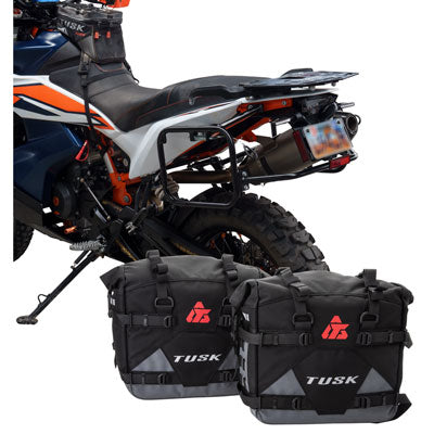 Tusk 2006110013 Pannier Racks with  Pilot Pannier Bags  Black/Grey