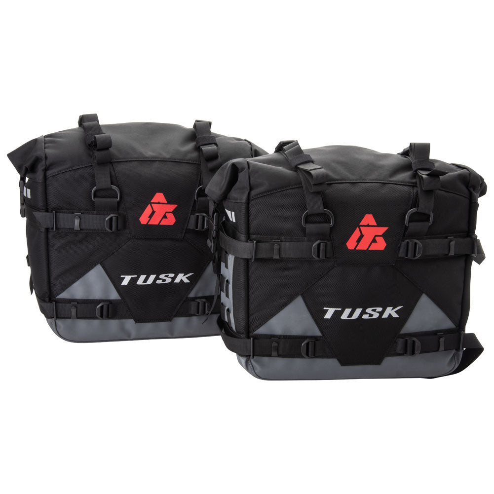 Tusk 2006110016 Pannier Racks with  Pilot Pannier Bags with Top Rack Black/Grey