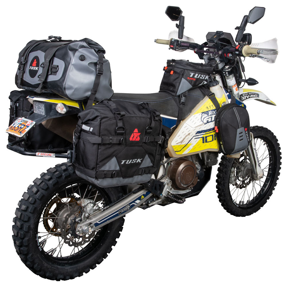 Tusk 2006110033 Pannier Racks with  Pilot Pannier Bags  Black/Tan
