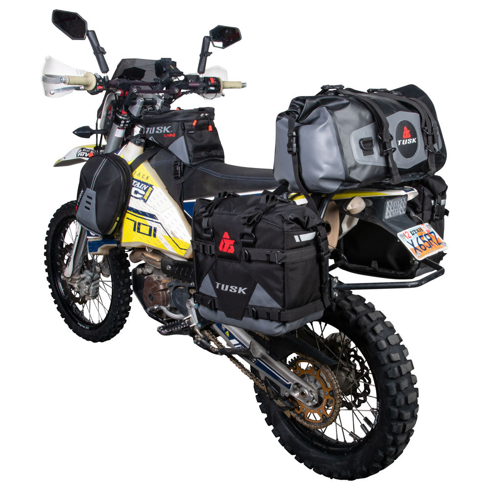 Tusk 2006110033 Pannier Racks with  Pilot Pannier Bags  Black/Tan