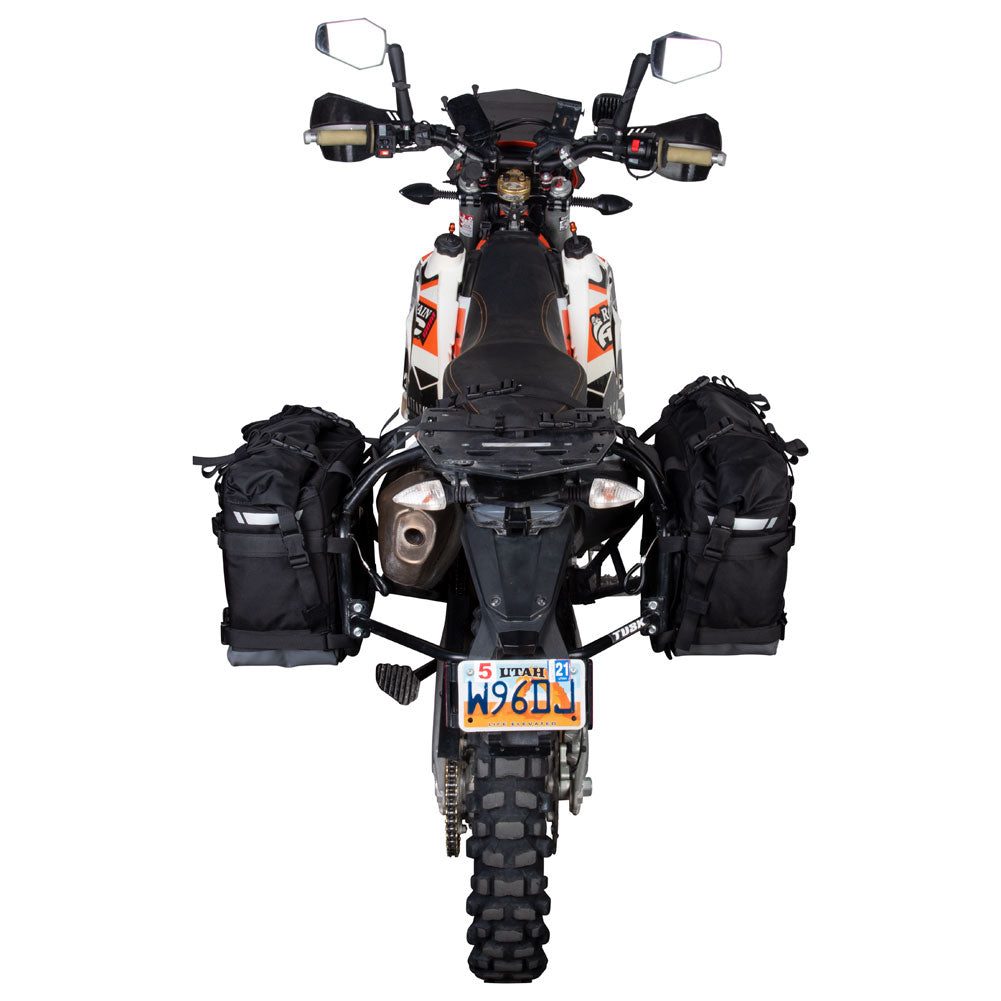 Tusk 2006110035 Pannier Racks with  Pilot Pannier Bags  Black/Tan