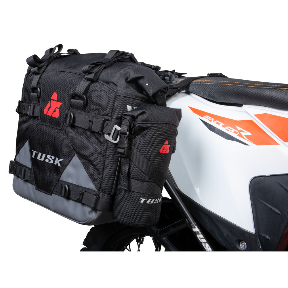 Tusk 2006110035 Pannier Racks with  Pilot Pannier Bags  Black/Tan