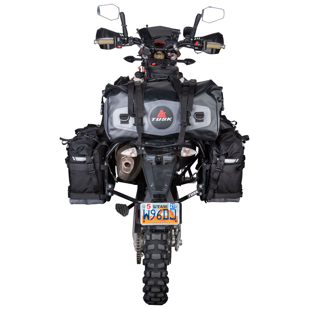 Tusk 2006110035 Pannier Racks with  Pilot Pannier Bags  Black/Tan