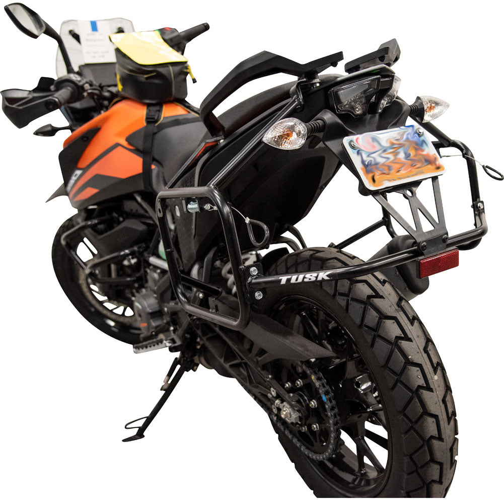 Tusk 2006110037 Pannier Racks with  Pilot Pannier Bags  Black/Tan