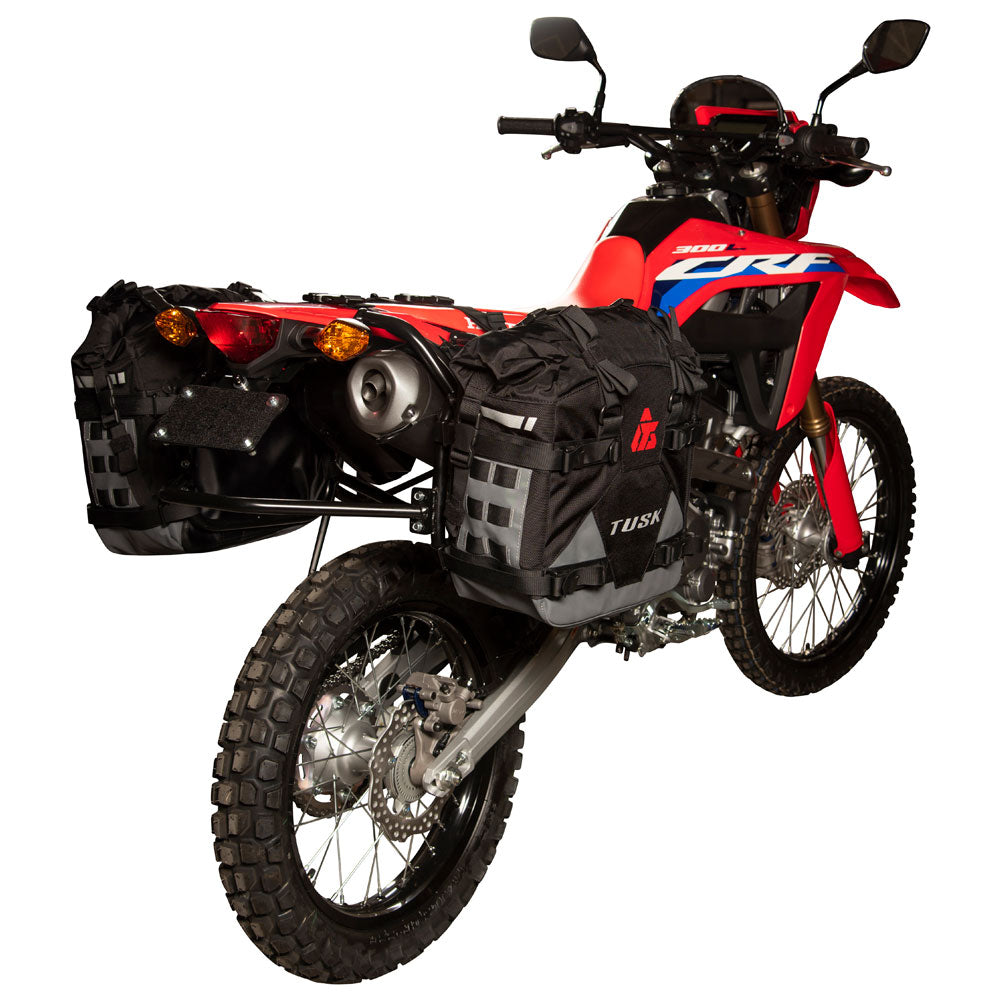 Tusk 2006110039 Pannier Racks with  Pilot Pannier Bags  Black/Tan