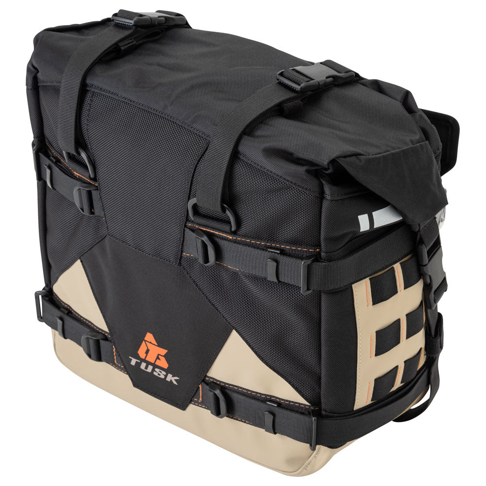 Tusk 2006110040 Pannier Racks with  Pilot Pannier Bags  Black/Tan