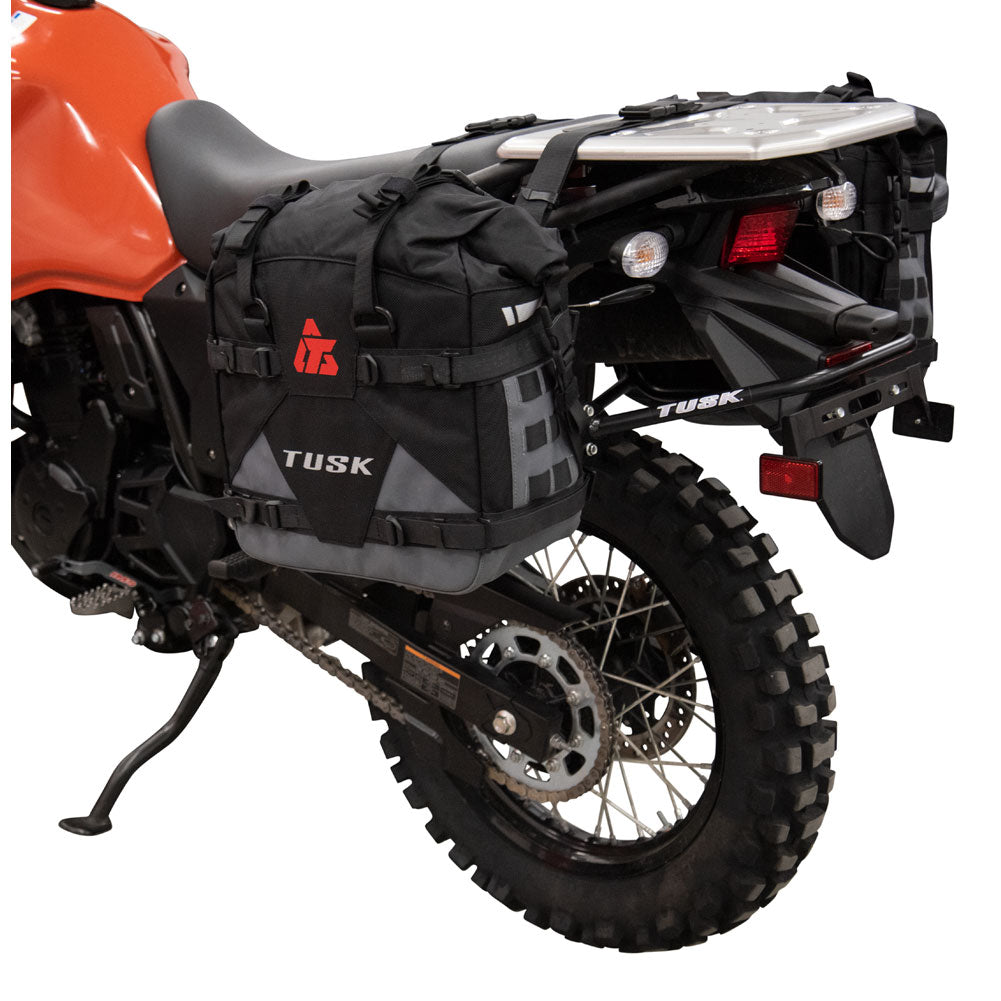 Tusk 2006110040 Pannier Racks with  Pilot Pannier Bags  Black/Tan