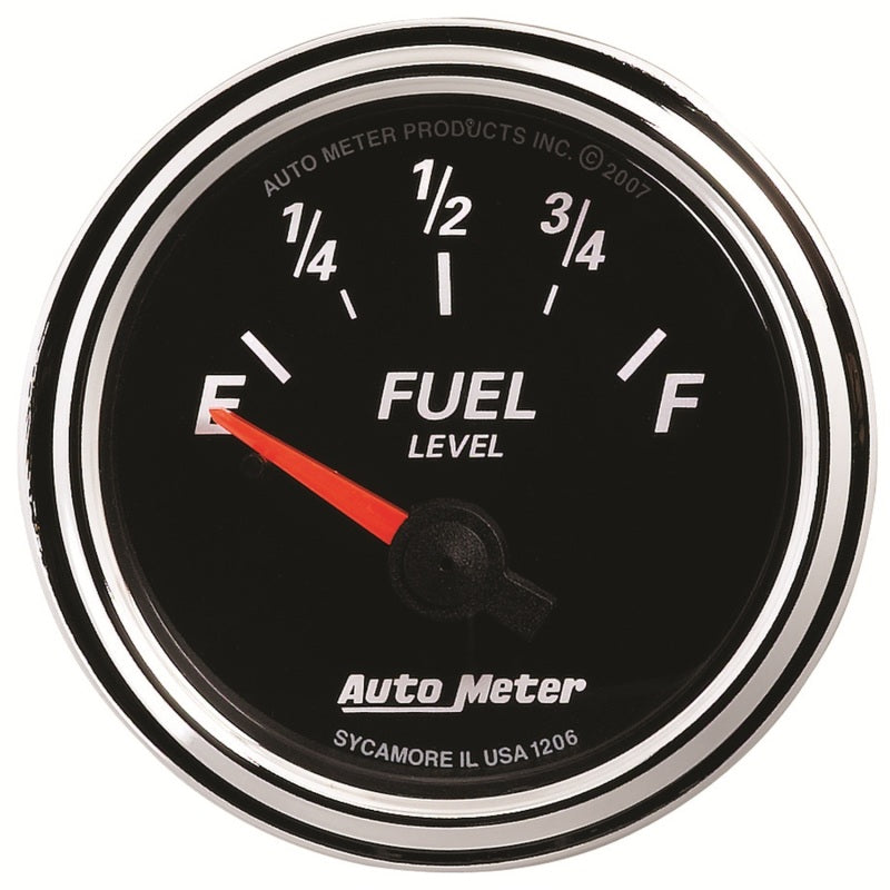 AutoMeter 1206 Designer Black II 52mm 240 Ohm Empty/33 Ohm Full Fuel Level Gauge