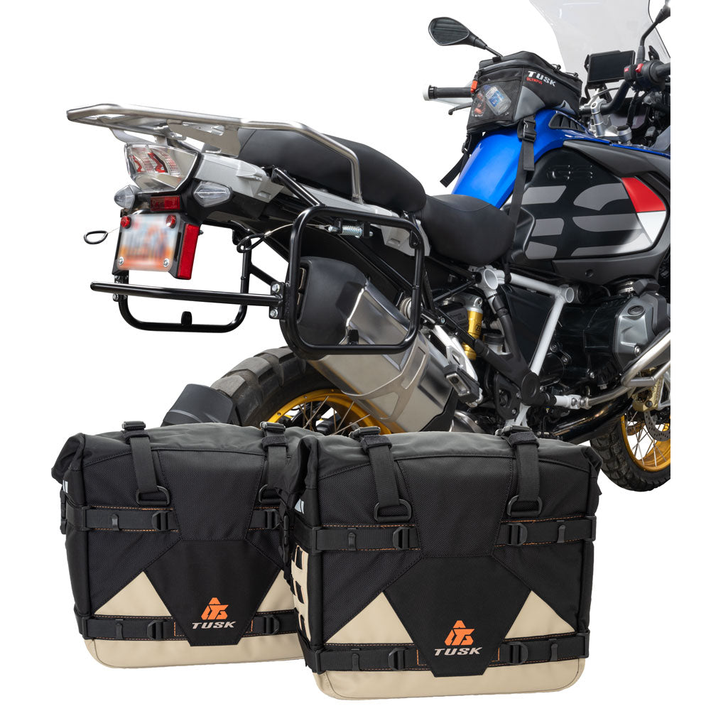 Tusk 2032160061 Pannier Racks Pilot Pannier Bags Bottle Holders Black Tan