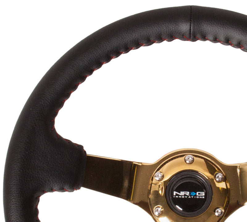 NRG RST-036GD RST-036GD Reinforced Steering Wheel Blk Leather/Red BBall Stitch