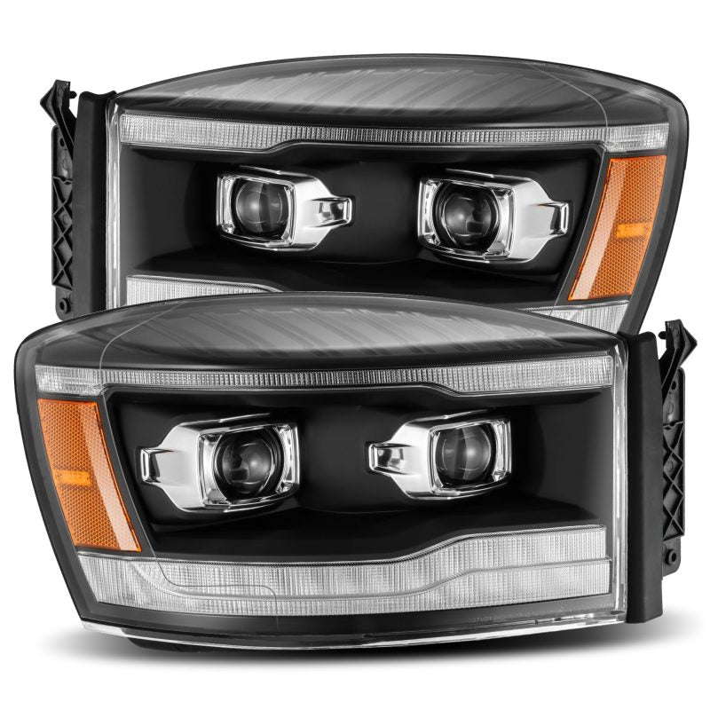 AlphaRex 880535 fits Dodge 06-08 Ram 1500HD LUXX LED Projector Headlights Plank Style Black w/Seq Signal/DRL