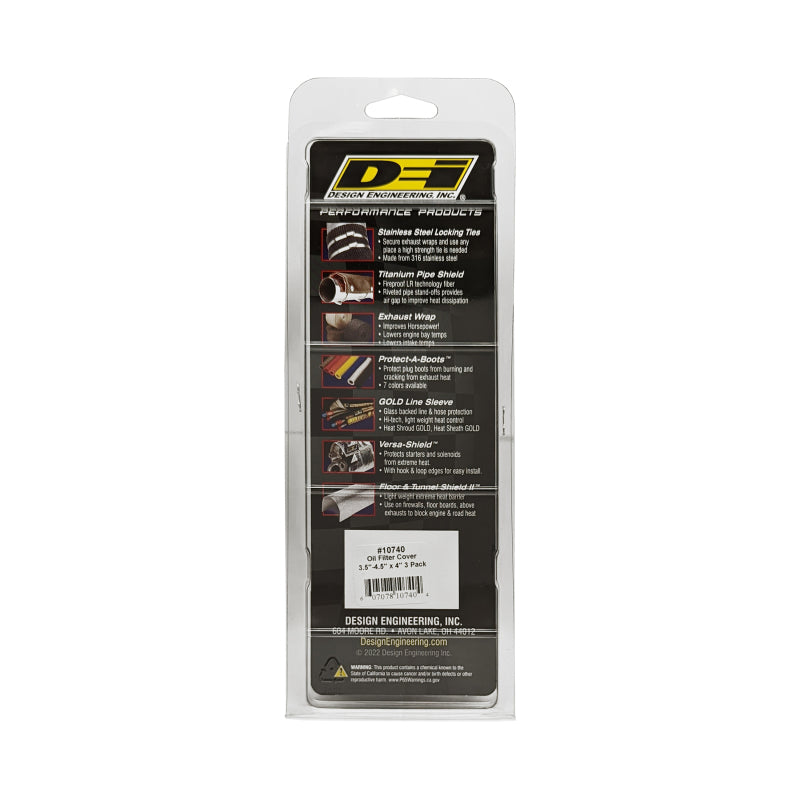 DEI  10740 Oil Filter Heat Shield 3.5in x 4.5in x 4in - 3 Pack