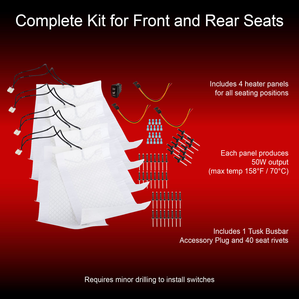 Tusk 2105760006 UTV Seat Heater Kit Front and Rear Seat Kit
