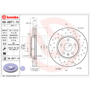Brembo OE 09.A971.1X fits Chevrolet Camaro/Equinox/Impala Drilled Brake Disc-F