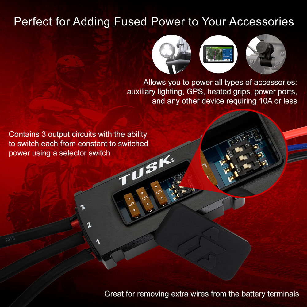 Tusk 2137540001 3-Way Compact 12V Accessory Power Harness