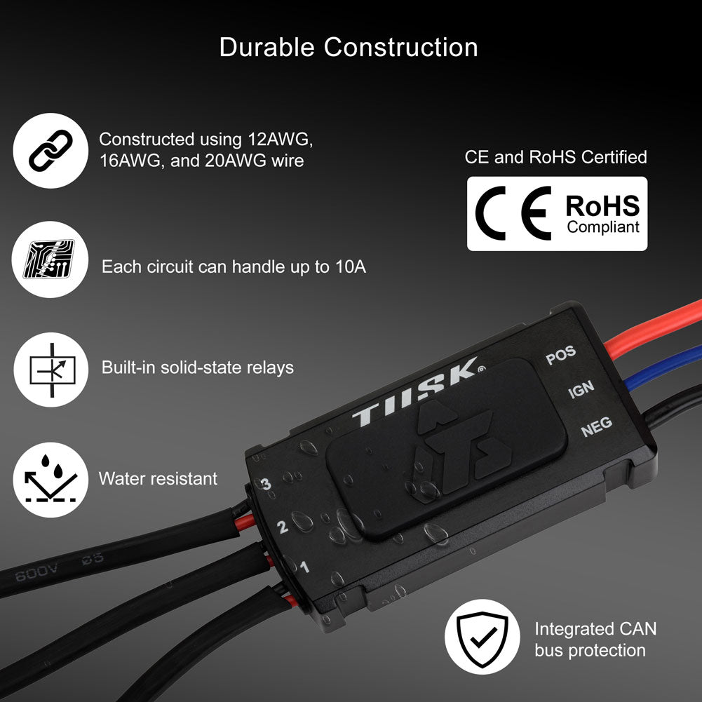 Tusk 2137540001 3-Way Compact 12V Accessory Power Harness