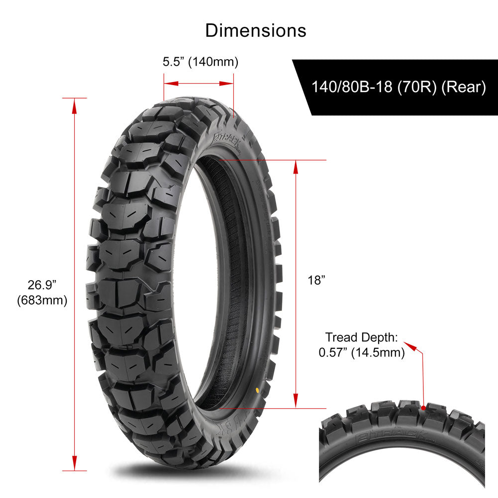 Tusk 2137740101 2Track Adventure Tire Rear 140/80B-18 (70R)