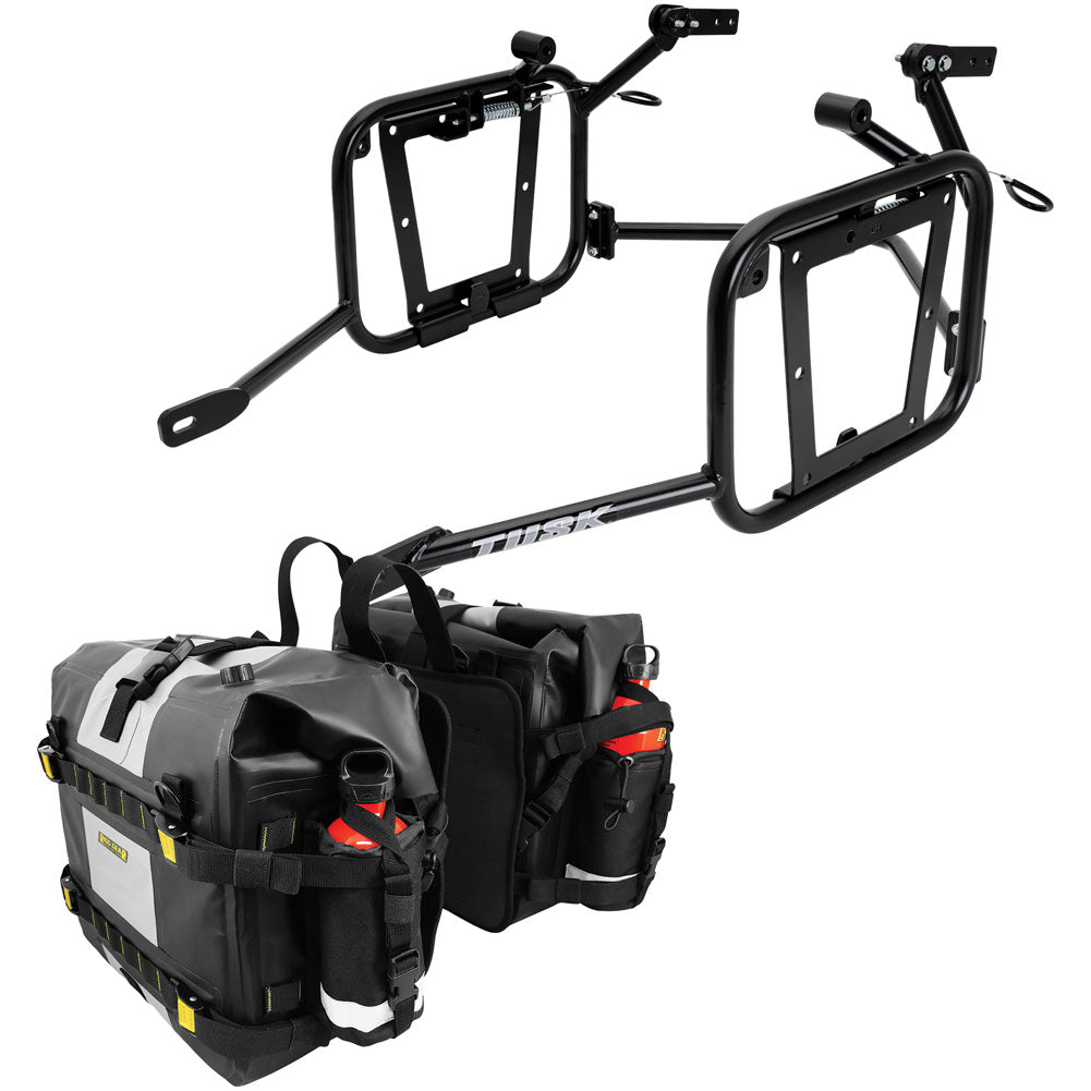 Tusk 2149440003 Pannier Racks with Nelson Rigg Hurricane Dry Saddlebags  Black