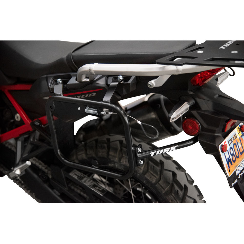 Tusk 2149440026 Pannier Racks with Nelson Rigg Hurricane Dry Saddlebags  Black