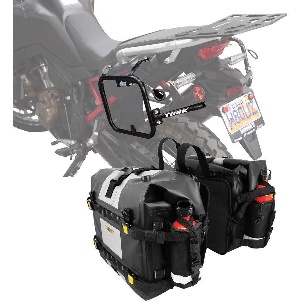 Tusk 2149440026 Pannier Racks with Nelson Rigg Hurricane Dry Saddlebags  Black