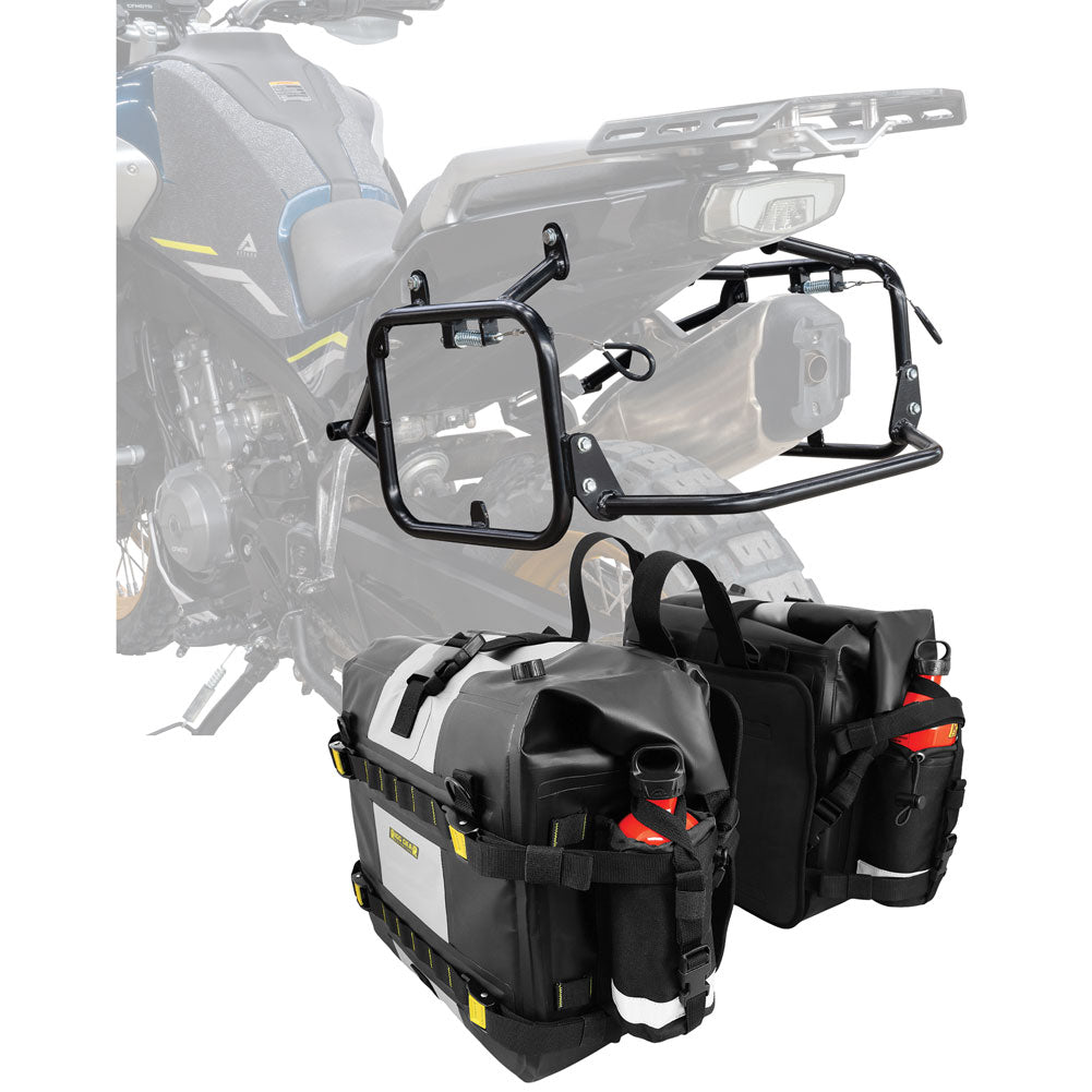 Tusk 2149440028 Pannier Racks with Nelson Rigg Hurricane Dry Saddlebags  Black