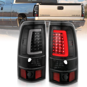 ANZO 311333 2003-2006 fits Chevy Silverado 1500 LED Taillights Plank Style Black w/Clear Lens