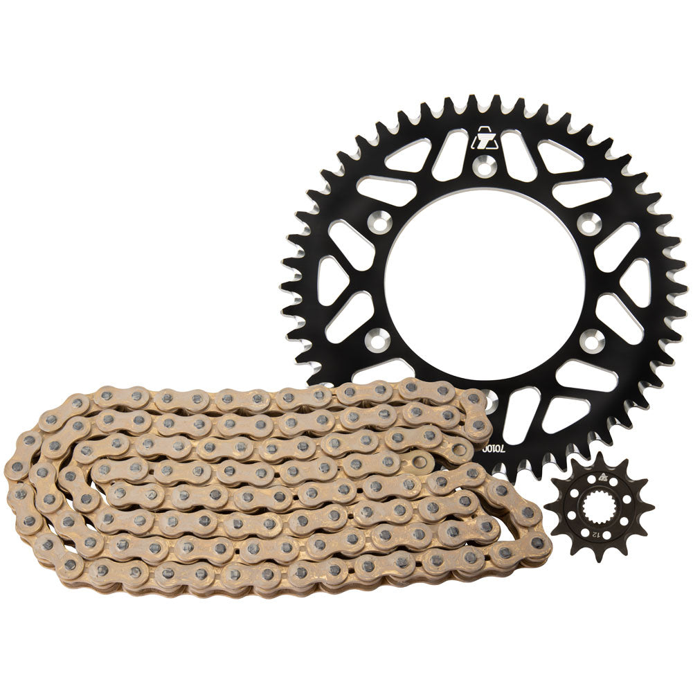 Tusk 2152690185 Chain & Sprocket Kit Gold Race Chain Black Rear Sprocket