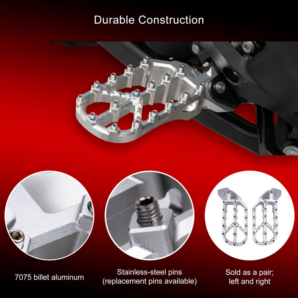 Tusk 2154060002 Edge Billet Adventure Foot Pegs  Silver