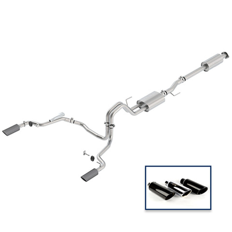 fits Ford 15-18 Racing M-5200-F1550DSFA F-150 5.0L Cat-Back Sport Exhaust System - Rear Exit Carbon Fiber Tips