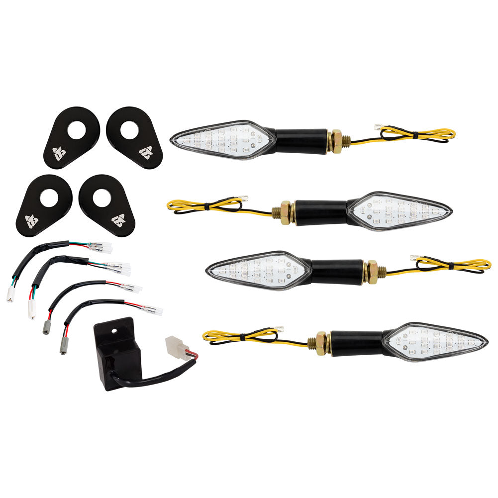 Tusk 2159290001 LED Turn Signal Kit Style 1 DRL(F)/Standard(R) Blk Adapter Plate