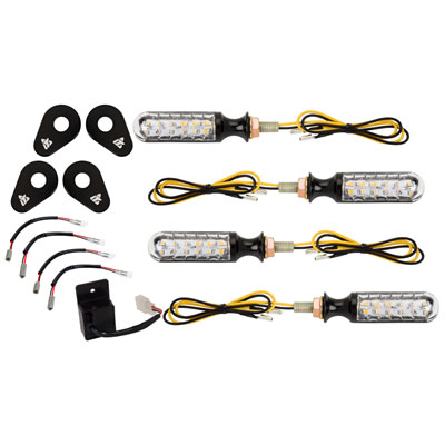 Tusk 2159290005 LED Turn Signal Kit Style 3 Standard (F/R) Black Adapter Plate