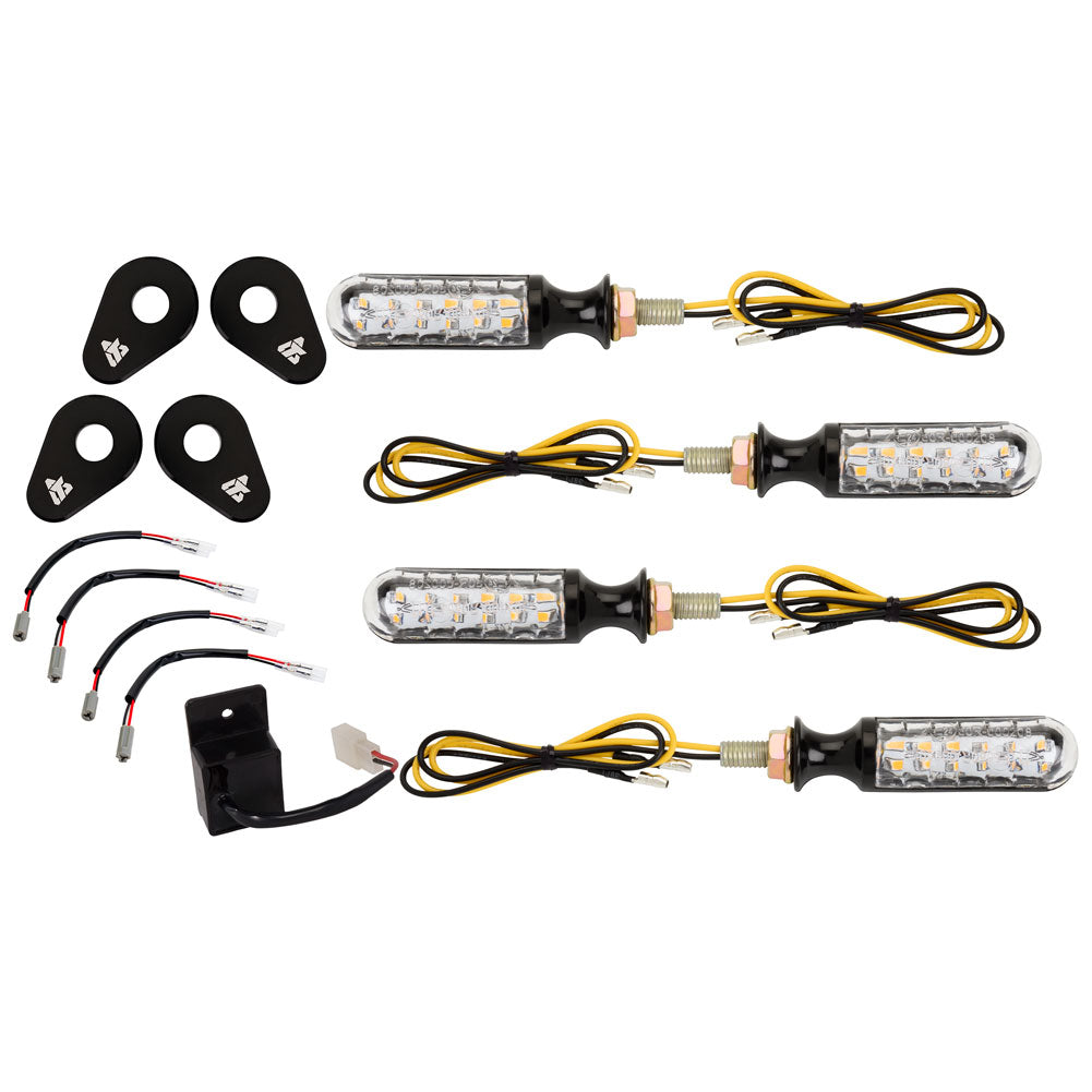 Tusk 2159290005 LED Turn Signal Kit Style 3 Standard (F/R) Black Adapter Plate