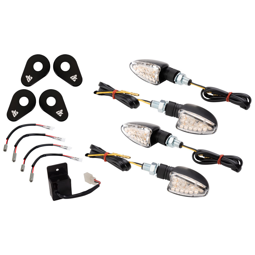 Tusk 2159290006 LED Turn Signal Kit Style 4 Standard (F/R) Black Adapter Plate