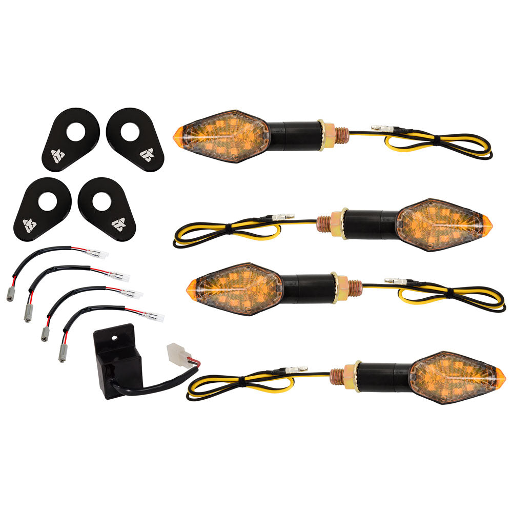 Tusk 2159290007 LED Turn Signal Kit Style 5 Standard (F/R) Black Adapter Plate