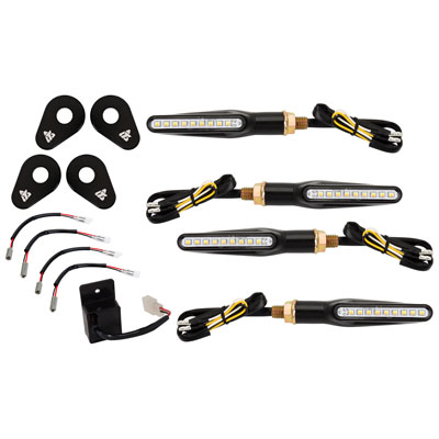 Tusk 2159290011 LED Turn Signal Kit Style 2 Std (F)/Brake(R) Black Adapter Plate