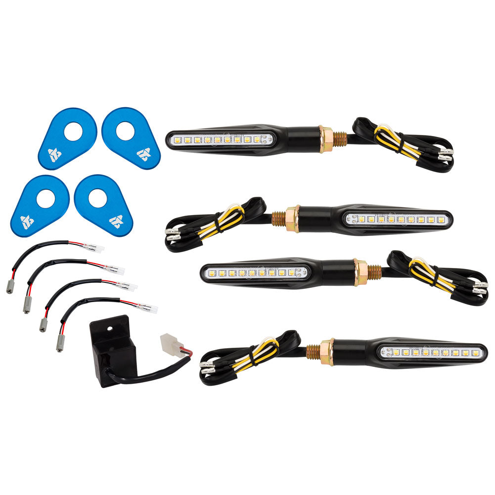 Tusk 2159290021 LED Turn Signal Kit Style 1 Std (F)/Brake(R) Blue Adapter Plate