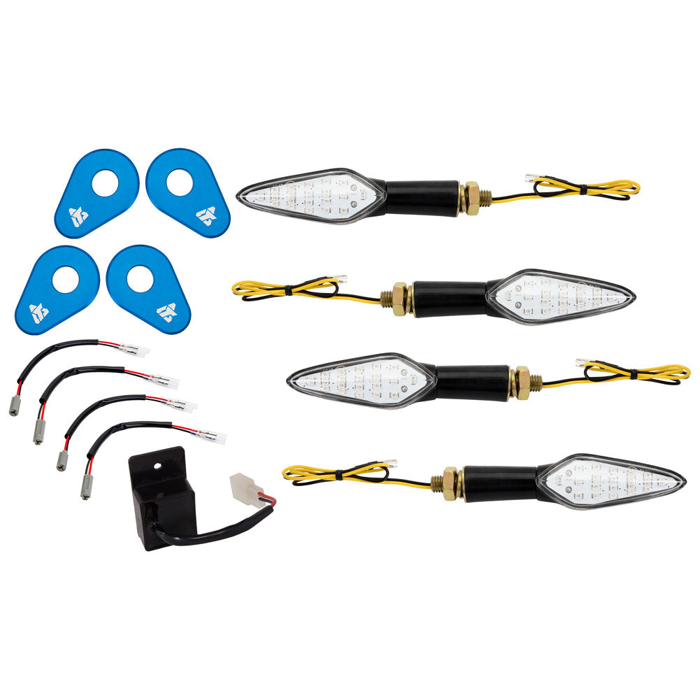 Tusk 2159290022 LED Turn Signal Kit Style 2 Standard Brake Blue Plate