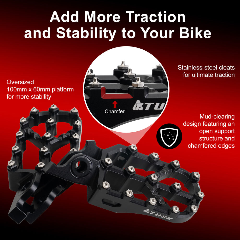Tusk 2160780003 Strike Billet Moto Foot Pegs  Black