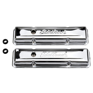 Edelbrock 4449 Valve Cover Signature Series fits Chevrolet 1959-1986 262-400 CI V8 Low Chrome