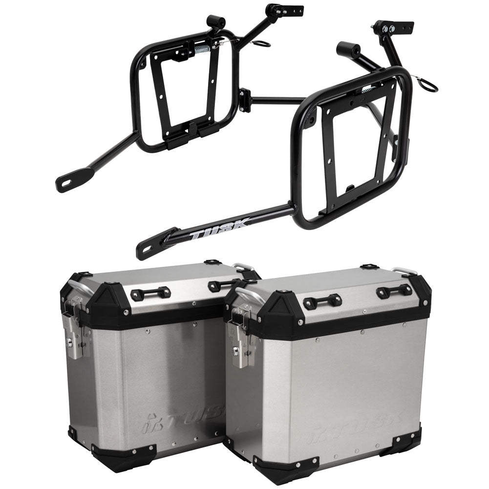 Tusk 2181320003 Frontier Panniers with Pannier Racks  Brushed Aluminum
