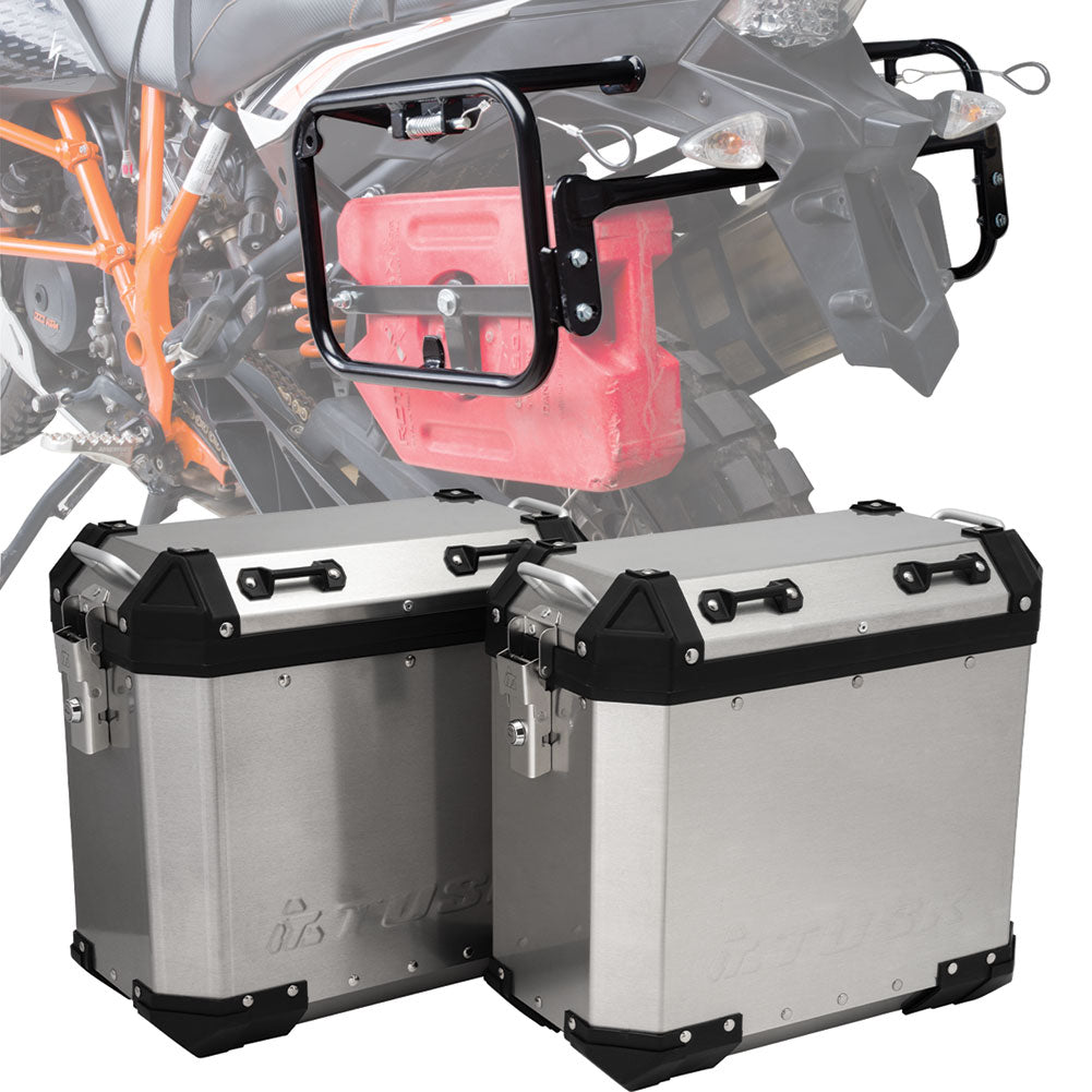 Tusk 2181320007 Frontier Panniers with Pannier Racks  Brushed Aluminum