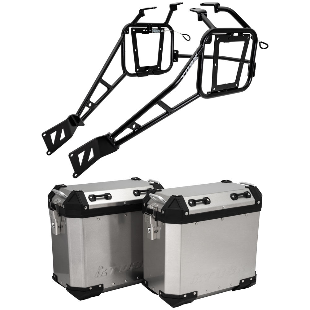 Tusk 2181320015 Frontier Panniers with Pannier Racks  Brushed Aluminum