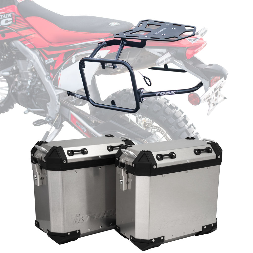 Tusk 2181320029 Frontier Panniers with Pannier Racks  Brushed Aluminum