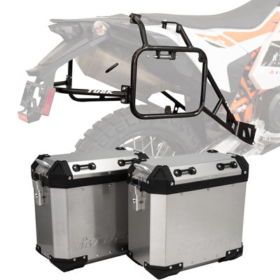Tusk 2181320033 Frontier Panniers with Pannier Racks  Brushed Aluminum