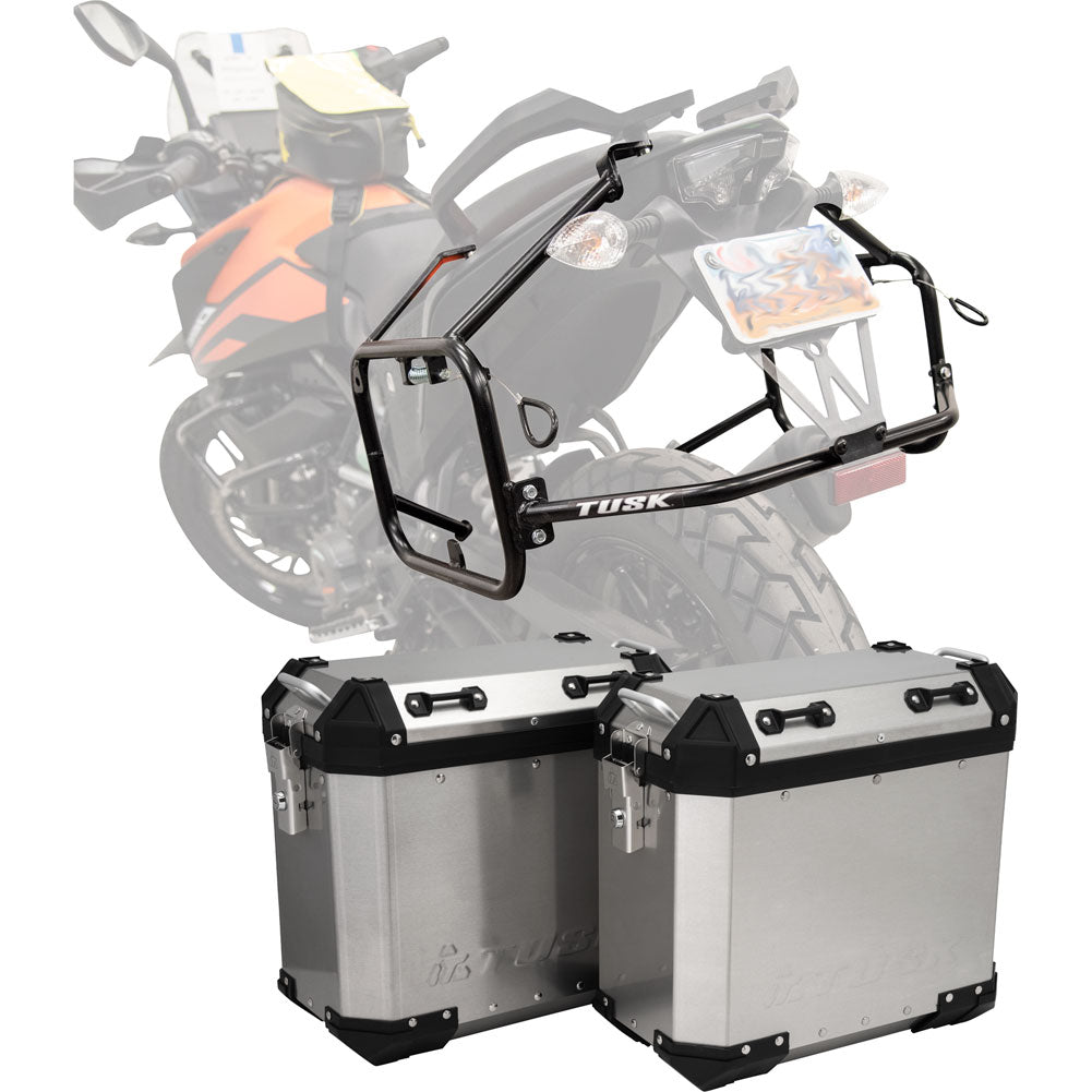 Tusk 2181320039 Frontier Panniers with Pannier Racks  Brushed Aluminum